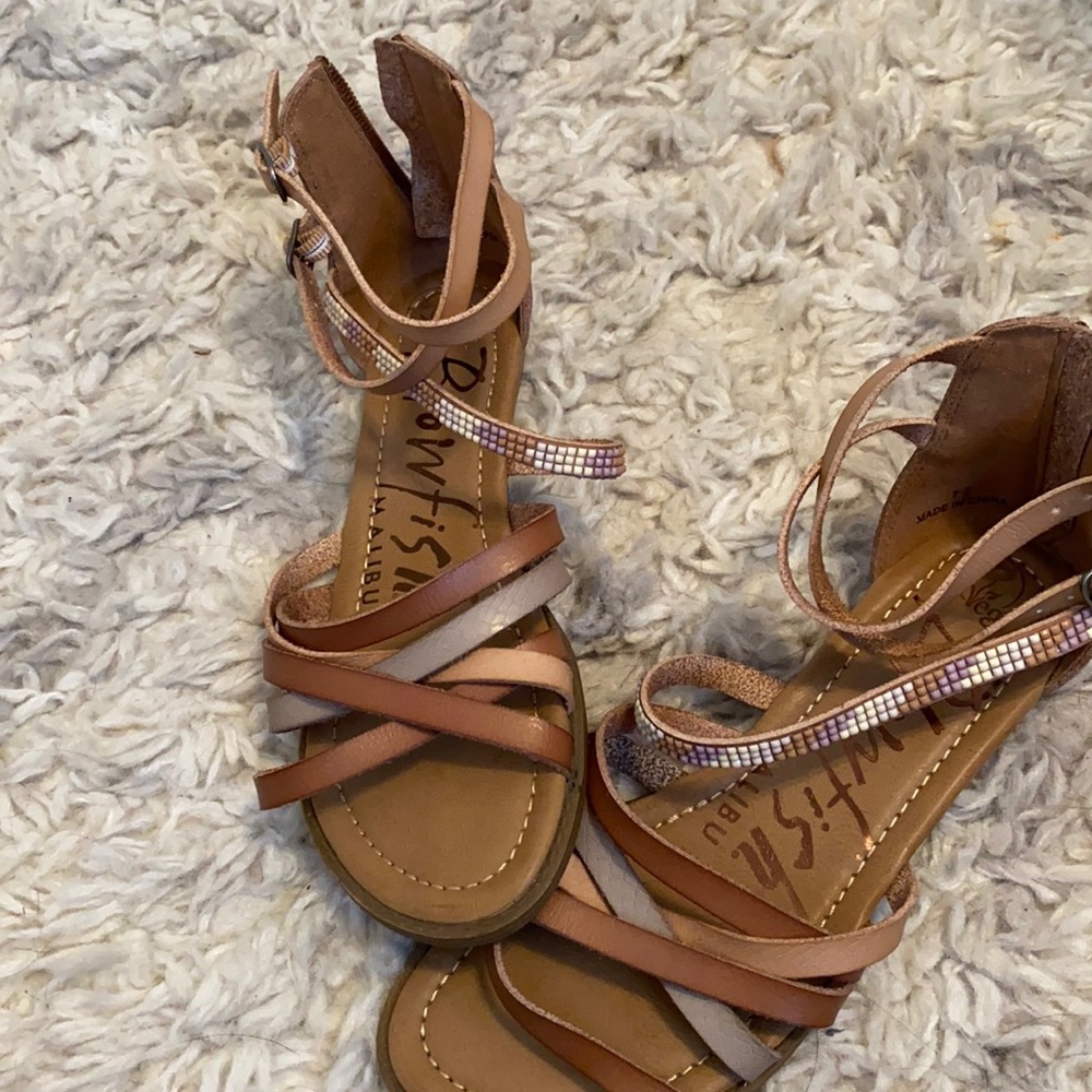 Blowfish Malibu sandals! Size 7 1/2 Tan with beaded details